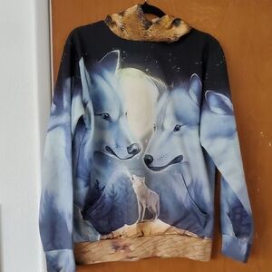 Wolf Print Hoodie